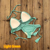 Image of Women's Fashion Solid Color Handmade Crochet Bikini Suit Shopping