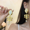 Image of Court Vintage Engraving Metal Rhinestone Pearl Female Earrings Shopping