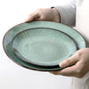 Image of Creative Western Food Plate Vegetable Plate Kiln Change Peacock Green Bowl Shopping