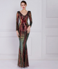 Image of New Banquet Elegant Long-sleeved Sequined Aura Queen Fishtail Dress Shopping