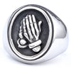 Image of Fashion Titanium Steel Praying Hands Ring Shopping