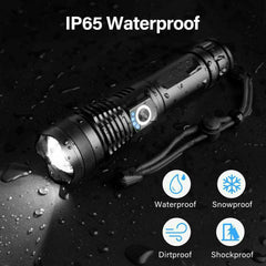 High Power 12000000 Lumen Ultra Bright Aluminum Flashlight LED Rechargeable UK Shopping