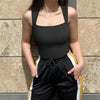 Image of Thread Square Neck Jumpsuit Sleeveless Slim Fit Tank Top Summer Shapewear Shopping