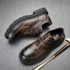 Image of Men's Shoes Leather Round Head Breathable Retro British Casual Leather Shoes Shopping