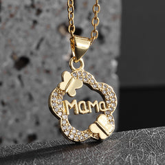 Alloy Micro-inlaid Butterfly Heart-shaped Eye Pendant Necklace