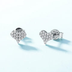 Heart Full Inlaid Bright Moissanite Stud Earrings S925 Silver Shopping