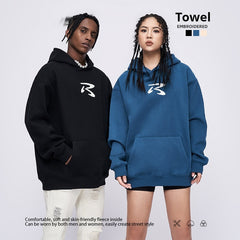 Fleece-lined R Word Towel Embroidery Sweater Hooded Shopping