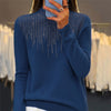 Image of Women's Pullover Sweater Half-high Collar With Diamonds Shopping