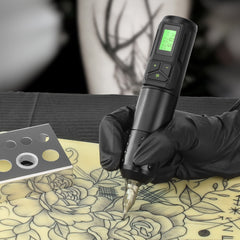 Black Poor Qi Adjustable Radio Source Long Pen Motor Tattoo Machine Mini Tattoo Pen With USB Charging Cable Shopping