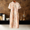 Image of Summer New Chinese Style Stand Collar Modified Bright Sequin Embroider Chinese Style Cheongsam Dress Shopping