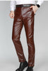 Image of Genuine Leather Men's First Layer Slim Motorcycle Pants Shopping