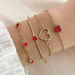 Light Luxury Square  Gem Bracelet Female Fully Jeweled Loving Heart Peach Heart Shopping