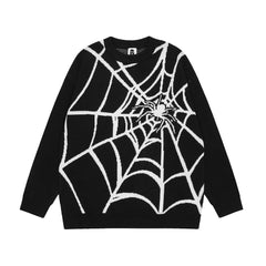 Spider Web Jacquard Knitted Sweater For Men Shopping