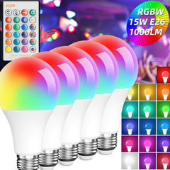 LED Light Bulb 15W RGB Smart Wireless Remote Dimmable Lamp Color Changing Smart WiFi LED Light Bulb Multi-Color For Alexa Shopping