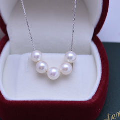 Freshwater Pearl 6-7mm Perfect Circle Strong Light Fine Flaw Pendant S925 Silver Smile Style Necklace