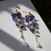 Image of Handmade Dark Blue Eternal Hydrangea Flower Tassel Pendant Earrings Shopping