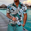 Image of Printed Flanging Vacation Short Sleeve Shorts Shirt Outfit Shopping