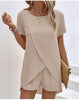 Image of Solid Color Women's Suit Irregular Top Shorts Shopping