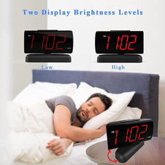 GING YHAU Alarm Clock Large Digital Rotating Base, 2-level Brightness Digital Clock Bedroom, Bedside Alarm Clock, Format Socket Power Supply Shopping