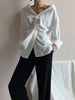 Image of Niche Irregular Loose V-neck Shirt Spring Shopping