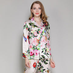 Spring And Autumn Silk Long-Sleeve Home Suit Two-piece Shopping