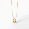 Image of Stainless Steel Necklace Gold Hollow Oval Pendant Golden String Necklace Shopping