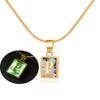 Image of 26 Letter Square Necklace Colorful Shell Luminous Pendant Chain Necklace For Women Temperament Ladies Jewelry Shopping