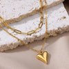 Image of Fashionable Golden Love Chain Double-layer Necklace Shopping