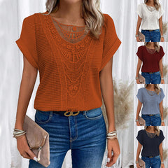 Lace Patchwork Short-sleeved T-shirt Women's Clothing Shopping