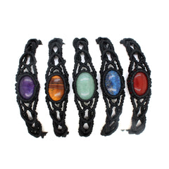 Natural Crystal Dan-shaped Handmade DIY Woven Bracelet Ethnic Style Adjustable Bracelet