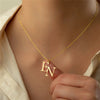 Image of Stainless Steel Gold-plated Personalized Letter Pendant Necklace Shopping