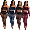 Image of Fashion Sexy See-through Mesh Sequins Tassel Two-piece Set Shopping