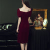 Image of Women's Velvet Wine Red Banquet Dress Shopping