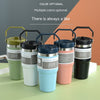 Image of Portable Car Cup Stainless Steel Cup Travel Sports Water Bottle With Handle Cover Coffee Tumbler Cup Shopping