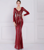 Image of New Banquet Elegant Long-sleeved Sequined Aura Queen Fishtail Dress Shopping