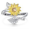 Image of Gold And Silver Two-tone Sunflower Flower Ring Shopping