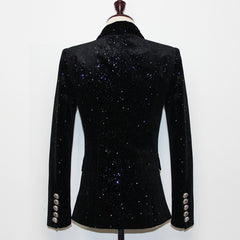 Gypsophila Sequin Silver Buckle Waist Velvet Jacket