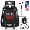 Image of Ride The Bike Down World Of Stranger Backpack Dream Of Exploring Things Laptop Daypack With USB Charging Sport Bag For Men Women Boy Girl Boys Black Shopping111