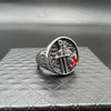 Image of Titanium Steel Templar Templar Samurai Inscription Red Epoxy Cross Men's Ring Shopping