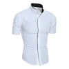 Image of Men's Pure Color Simple Casual Korean-style Slim-fit Short-sleeved Shirt Shopping