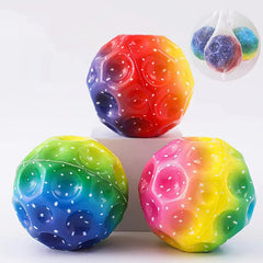 Colorful Hole Ball Soft Bouncy Ball Anti-fall Moon Shape Porous Bouncy Ball Kids Indoor Toys Ergonomic Design Elastic Ball Shopping