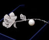 Image of Women's Fashion Pearl Inlaid Zircon Camellia Brooch Shopping