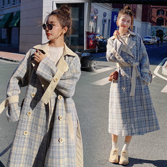 Blue Plaid Woolen Jacket Thickened Shopping