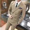 Image of Men's Double Breasted Slim Fit Casual Suit Pants Set Shopping