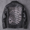 Image of Embroidered Men's Motorcycle Leather Jacket Shopping