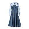 Image of Two-piece Preppy Long-sleeved Shirt Suspender Skirt Shopping