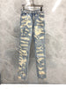 Image of Blue and black cow embroidered jeans Shopping