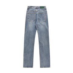 Retro Washed Denim Straight-leg Trousers Male