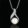 Image of Women's Pearl Pendant Necklace S925 Sterling Silver Young Girl Style Shopping