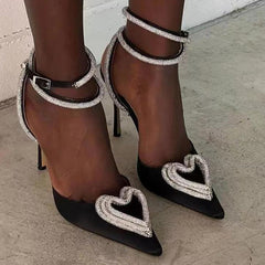 Women's Fashionable All-match Heart-shaped Rhinestone Sandals Shopping